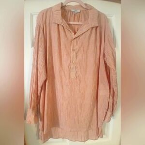 NWOT FATE Brand Women's Long Sleeve Striped 100% Cotton 3/4 Button Down Shirt S